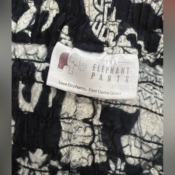 Boho Elephant Print Black and White Pants - Picture 2 of 5